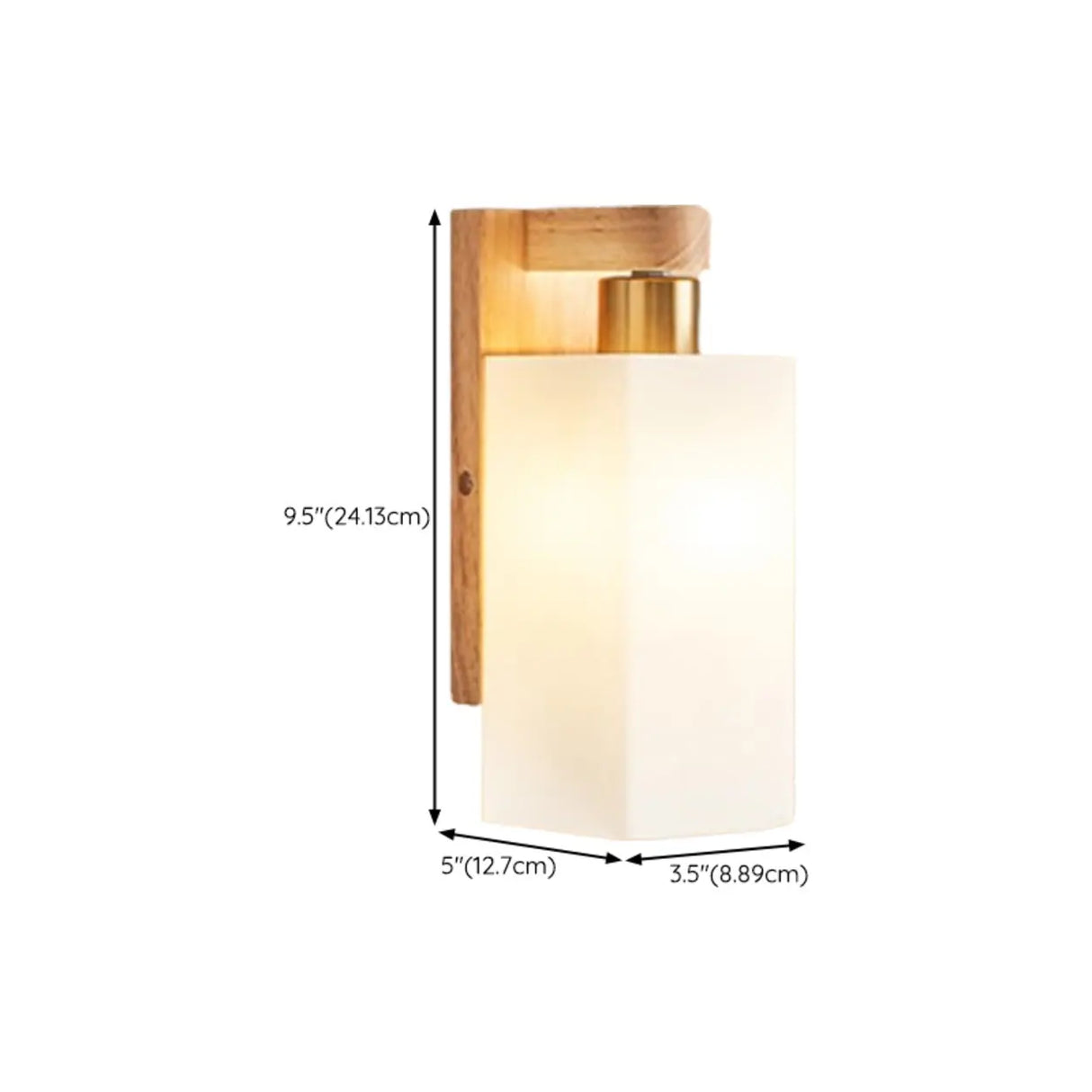 Frosted Glass Rectangular Bedside Wood Wall Sconce Image - 15