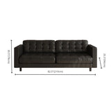 Full Grain Cow Leather Square Arm Tufted Back Sofa #size