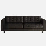 Full Grain Cow Leather Square Arm Tufted Back Sofa Image - 5