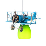 Fun Kids Room Airplane Metal Blue Dome Glass Pendant Light Image - 2