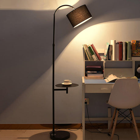 Functional Barrel Adjustable Side Table Floor Lamp Image - 2