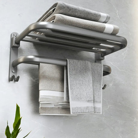 Functional Grey Metal Bathroom Hardware Set with Shelves Image - 2