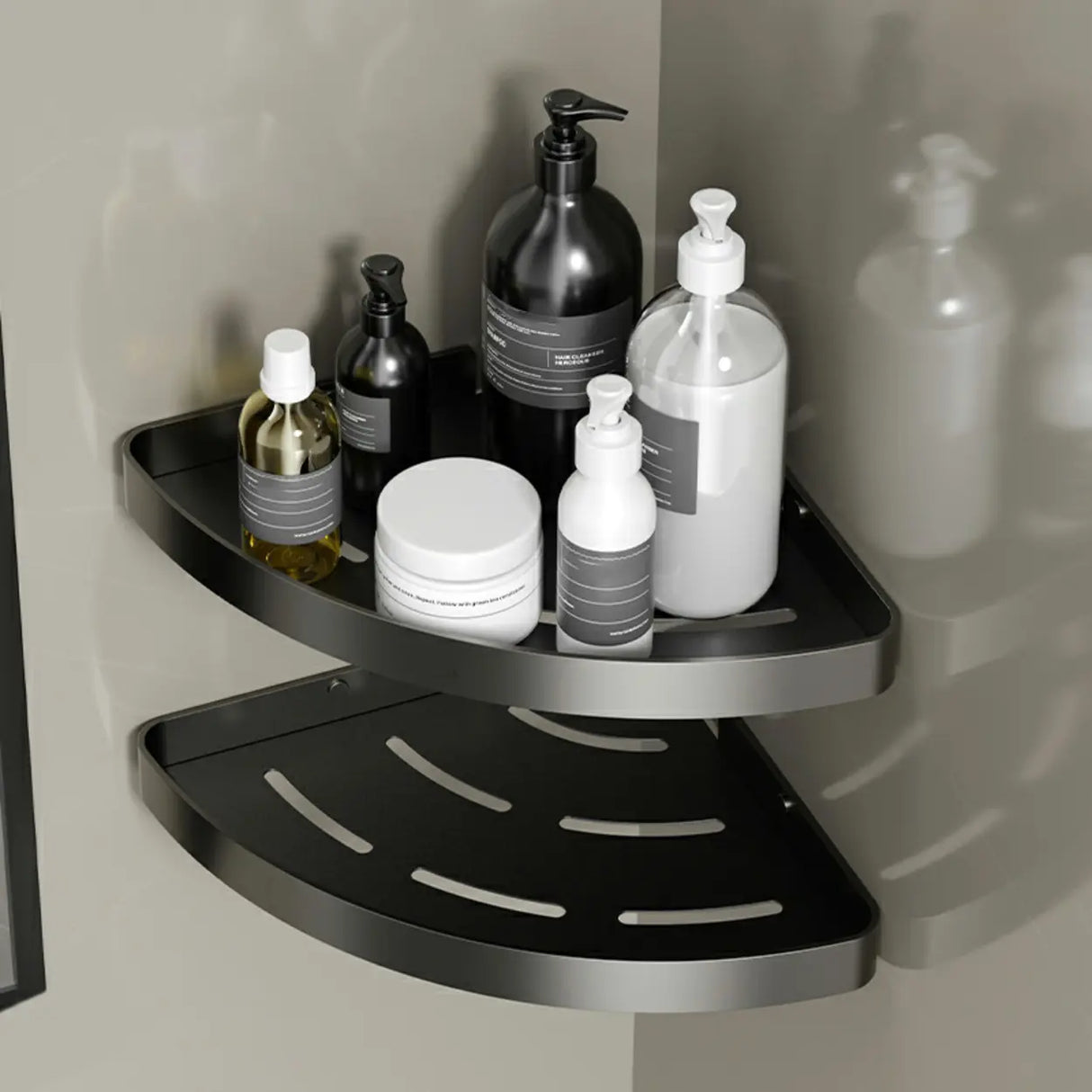 Functional Metal Gray Storage Bathroom Hardware Set Image - 14