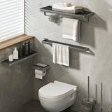 Functional Metal Gray Storage Bathroom Hardware Set Image - 2