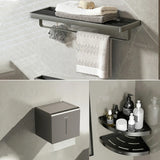 Functional Metal Gray Storage Bathroom Hardware Set Image - 20