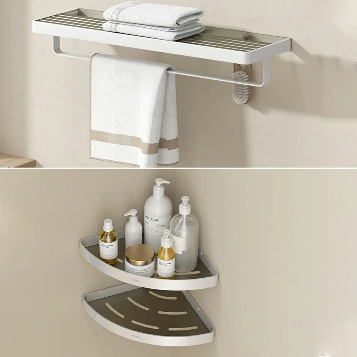 Functional Metal Gray Storage Bathroom Hardware Set Image - 26