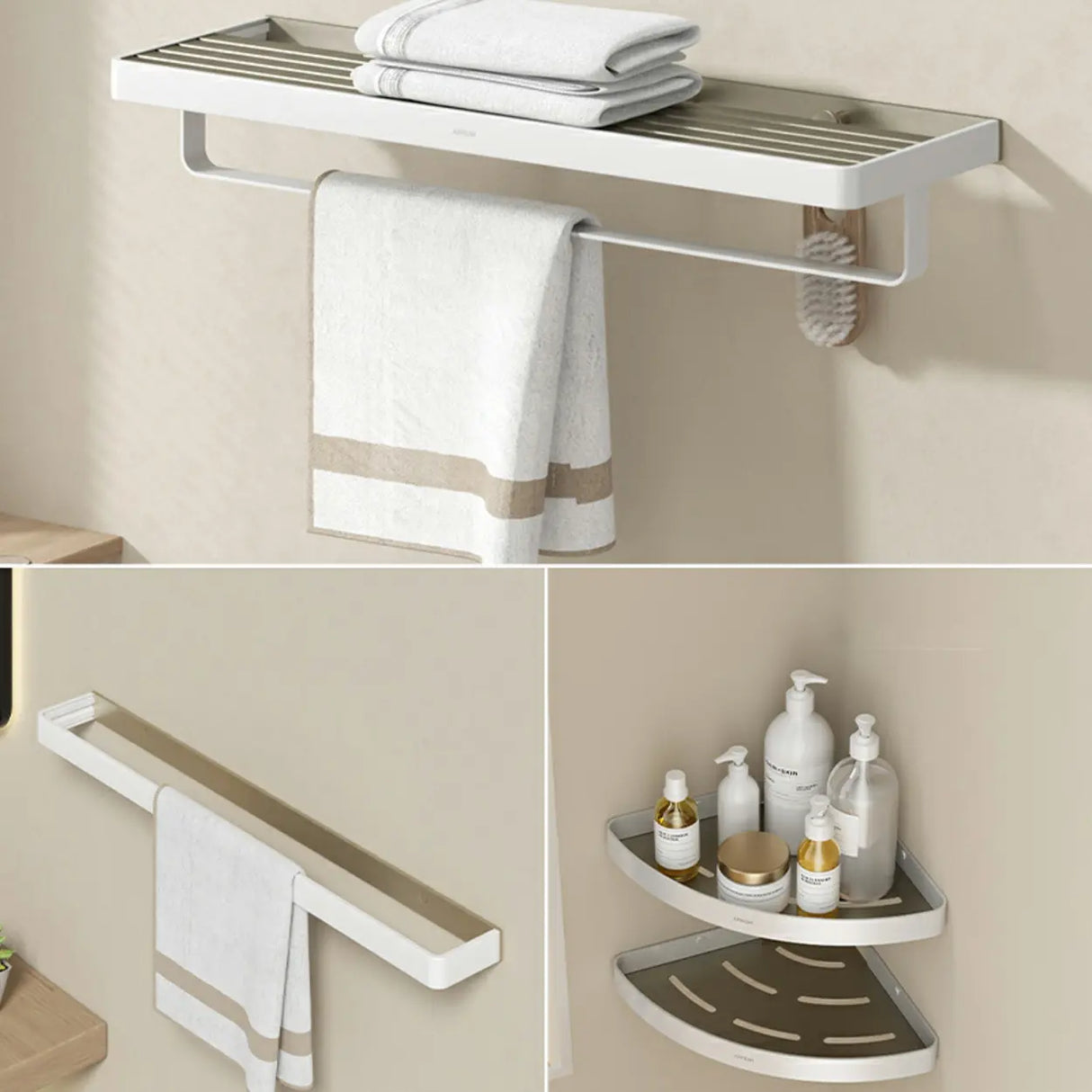 Functional Metal Gray Storage Bathroom Hardware Set Image - 28