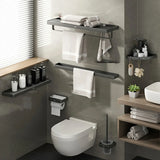 Functional Metal Gray Storage Bathroom Hardware Set Image - 3