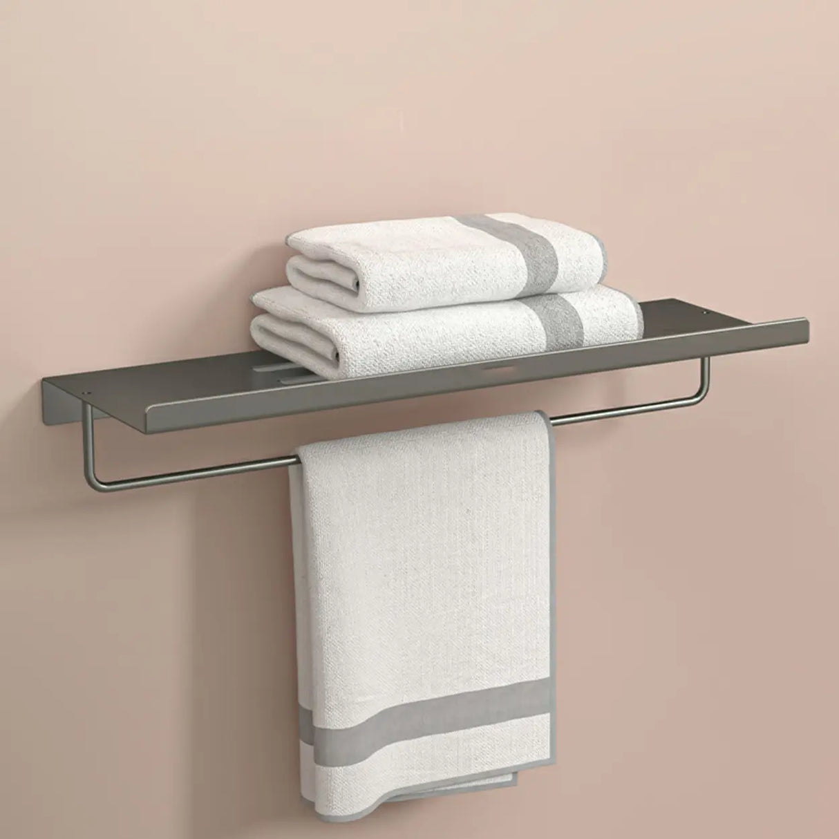 Functional Metal Gray Storage Bathroom Hardware Set Image - 33