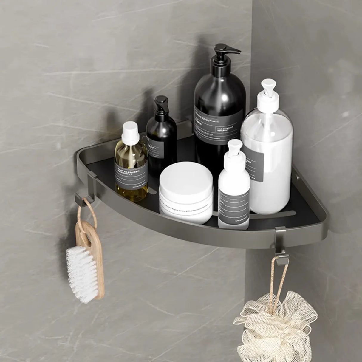 Functional Metal Gray Storage Bathroom Hardware Set Image - 8