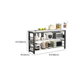 Functional Rectangle Wood White Kitchen Cart with Shelves Image - 17