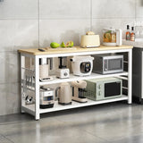 Functional Rectangle Wood White Kitchen Cart with Shelves Image - 2