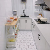 Functional Rectangle Wood White Kitchen Cart with Shelves Image - 4