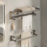 Functional Sleek Metal Gray Storage Bathroom Hardware Set Image - 12