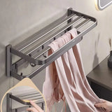 Functional Sleek Metal Gray Storage Bathroom Hardware Set Image - 14