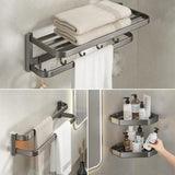 Functional Sleek Metal Gray Storage Bathroom Hardware Set Image - 15