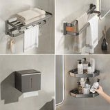 Functional Sleek Metal Gray Storage Bathroom Hardware Set Image - 18