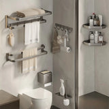 Functional Sleek Metal Gray Storage Bathroom Hardware Set Image - 2