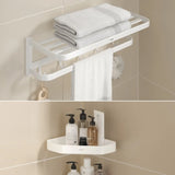 Functional Sleek Metal Gray Storage Bathroom Hardware Set Image - 24