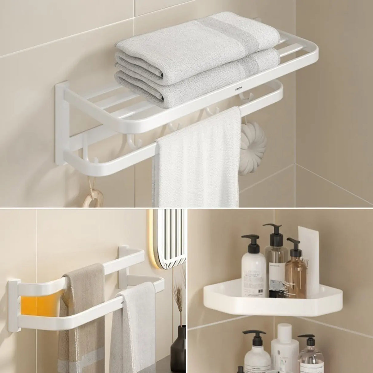 Functional Sleek Metal Gray Storage Bathroom Hardware Set Image - 25