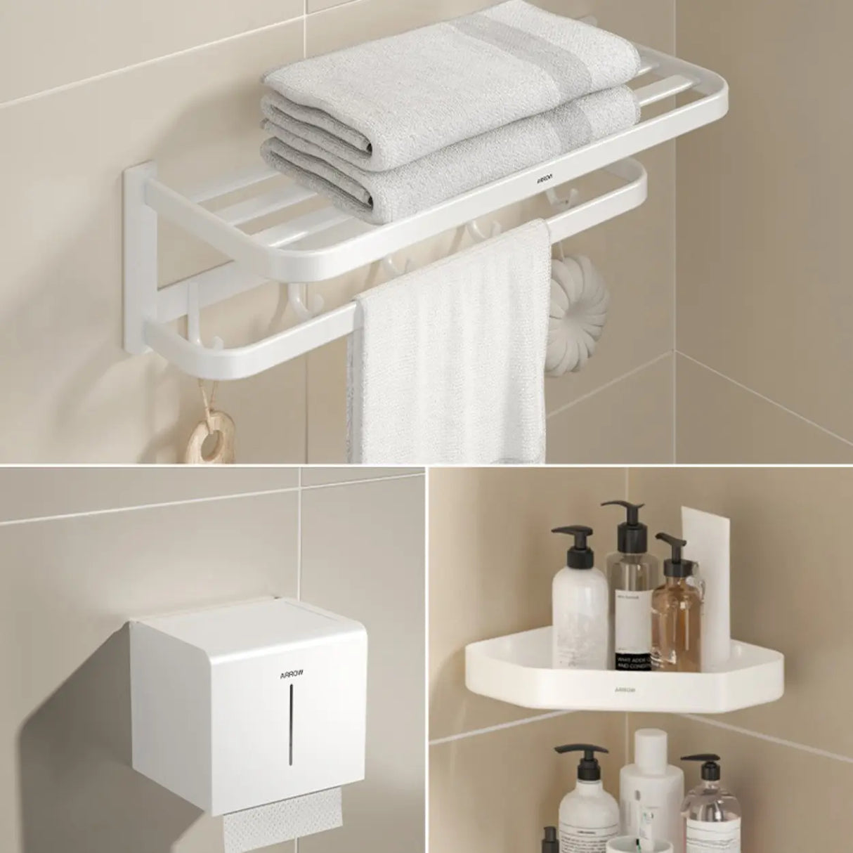 Functional Sleek Metal Gray Storage Bathroom Hardware Set Image - 26