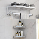 Functional Sleek Metal Gray Storage Bathroom Hardware Set Image - 33