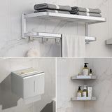 Functional Sleek Metal Gray Storage Bathroom Hardware Set Image - 35