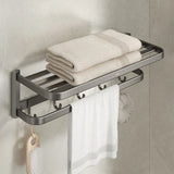 Functional Sleek Metal Gray Storage Bathroom Hardware Set Image - 5