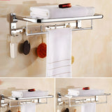 Functional Wall-Mounted Chrome Bathroom Hardware Rack Image - 11