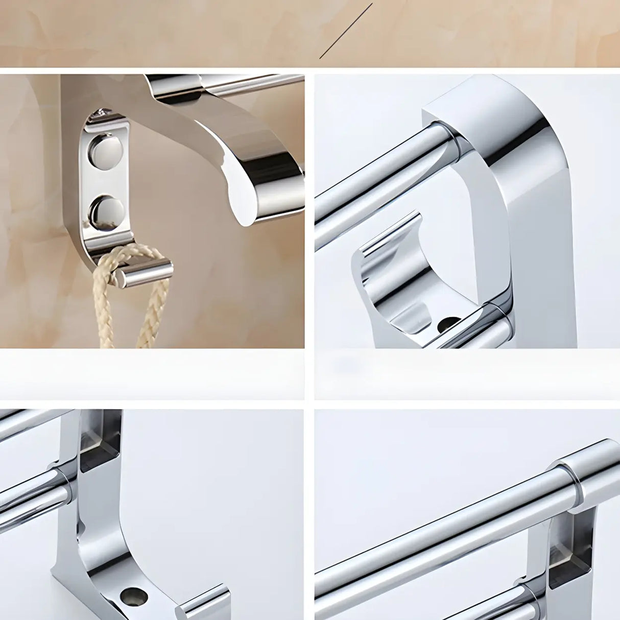 Functional Wall-Mounted Chrome Bathroom Hardware Rack Image - 16