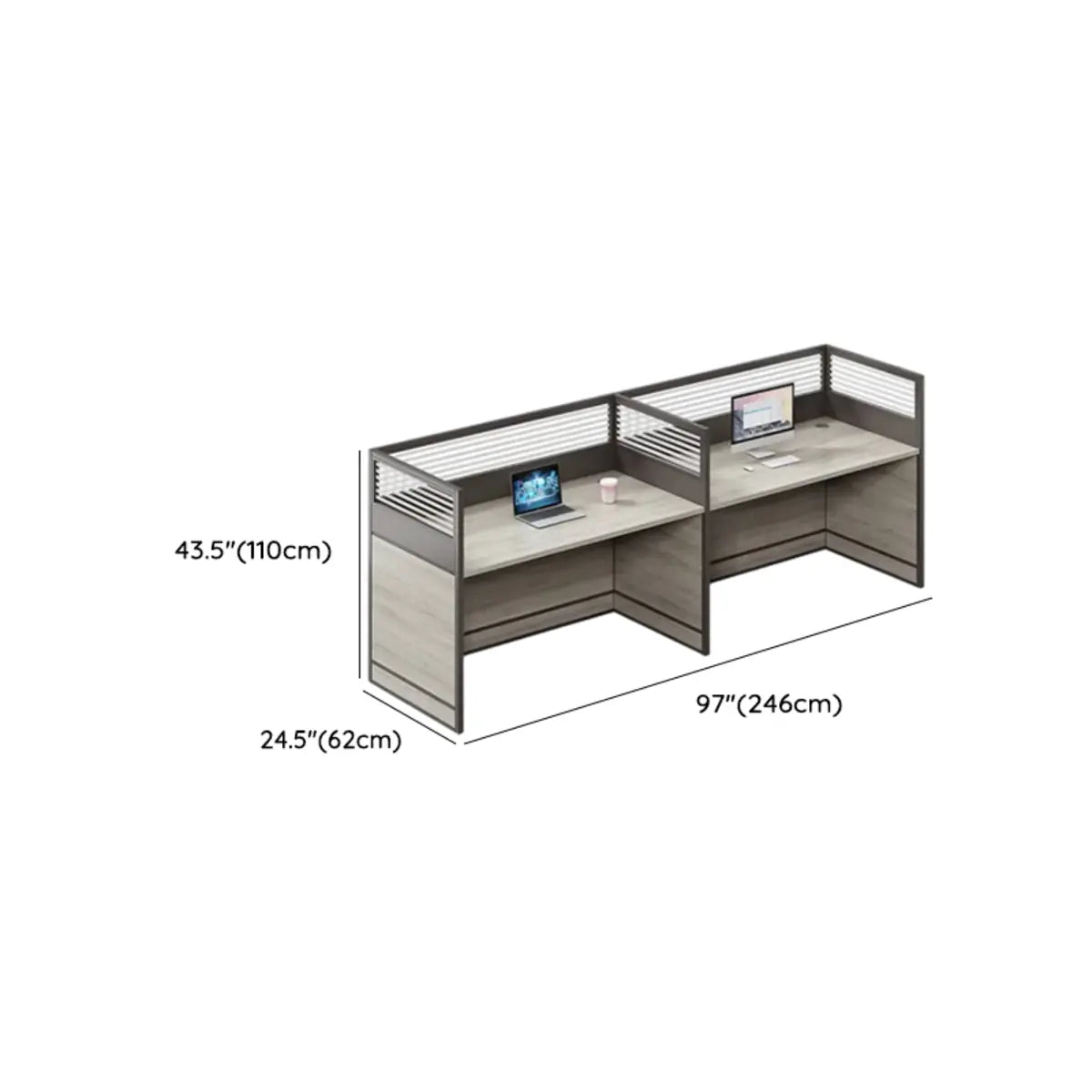 Functional Wooden Rectangular Four-Person Computer Desk Image - 17