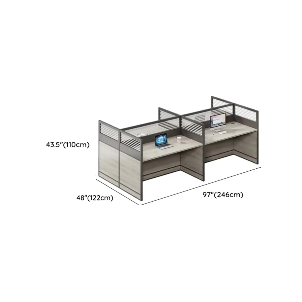 Functional Wooden Rectangular Four-Person Computer Desk Image - 18