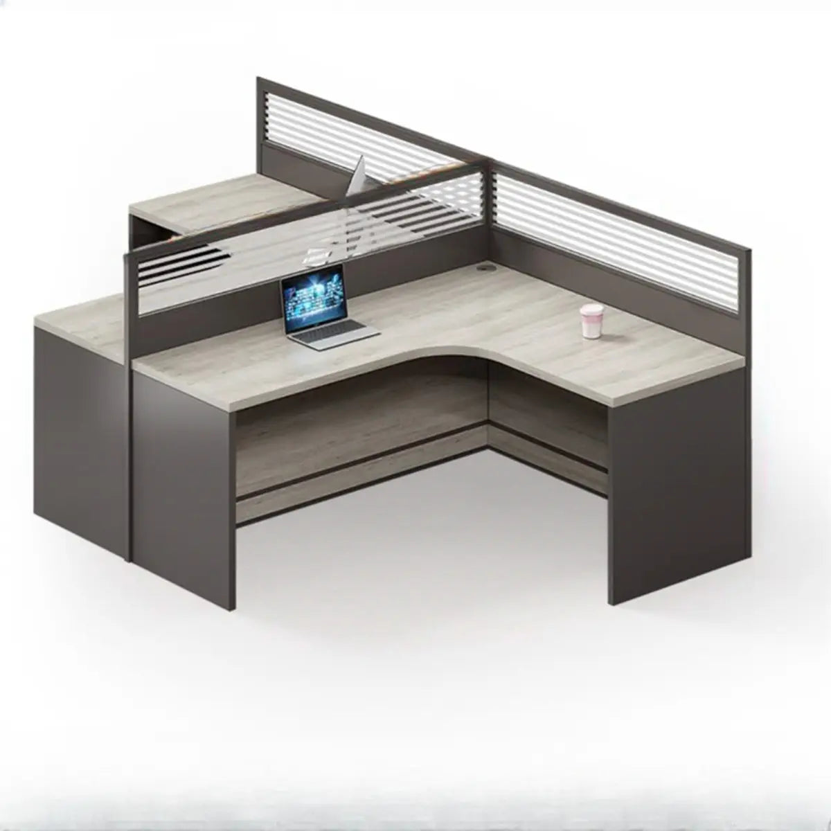 Functional Wooden Rectangular Four-Person Computer Desk Image - 2