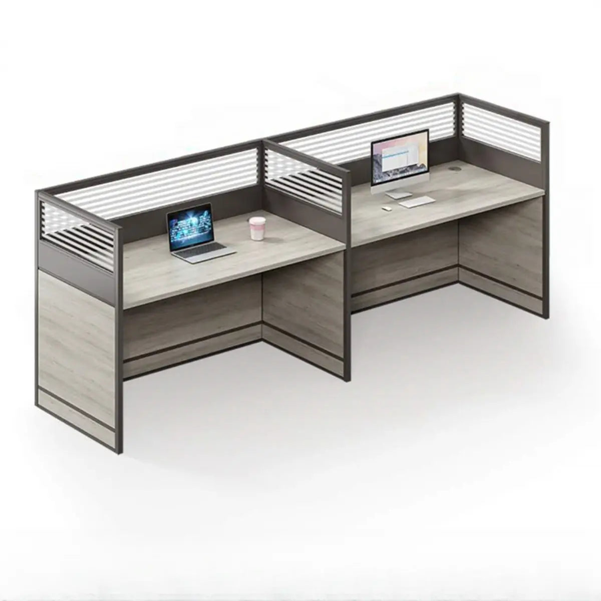 Functional Wooden Rectangular Four-Person Computer Desk Image - 3