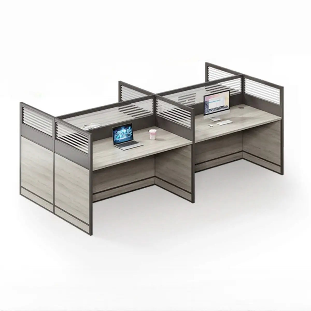 Functional Wooden Rectangular Four-Person Computer Desk Image - 5