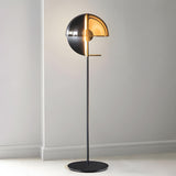 Futuristic Half-Sphere Black Metallic Floor Lamp Image - 1