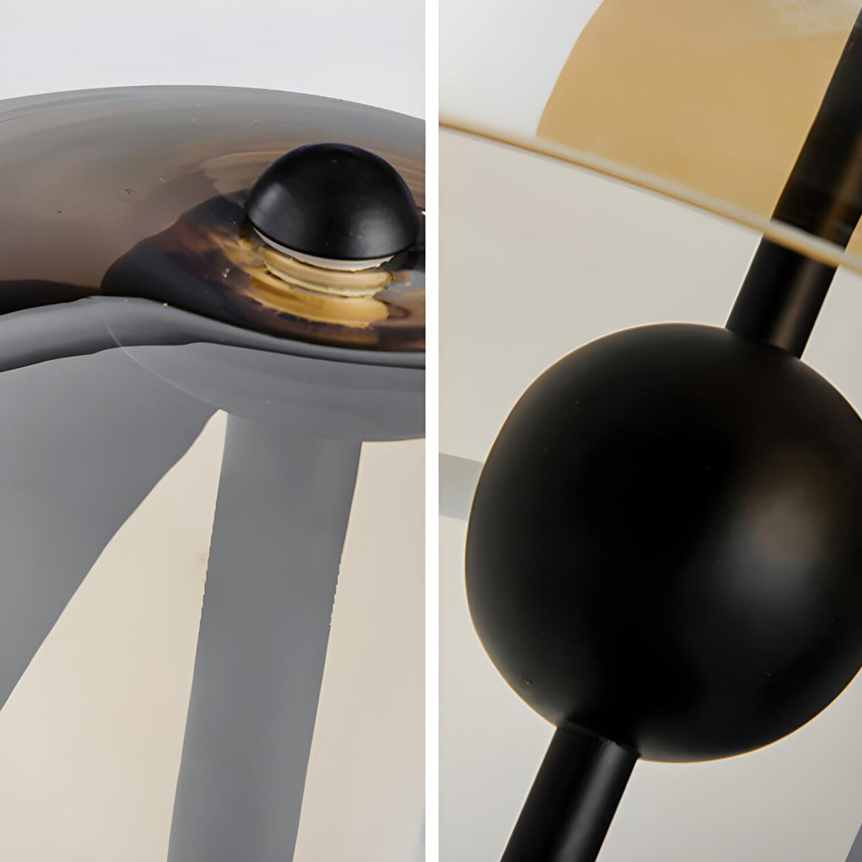 Futuristic Half-Sphere Black Metallic Floor Lamp Image - 10