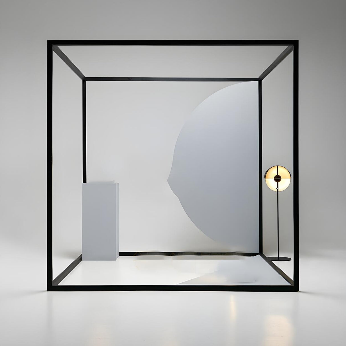 Futuristic Half-Sphere Black Metallic Floor Lamp Image - 15