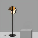 Futuristic Half-Sphere Black Metallic Floor Lamp Image - 3