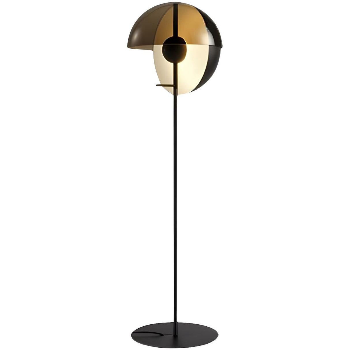 Futuristic Half-Sphere Black Metallic Floor Lamp Image - 6