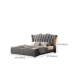 Genuine Leather Grey Queen Wingback Bed with Storage Image - 11