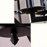 Geometric Black Iron White Glass Chain Foyer Chandelier Image - 13