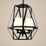 Geometric Black Iron White Glass Chain Foyer Chandelier Image - 3