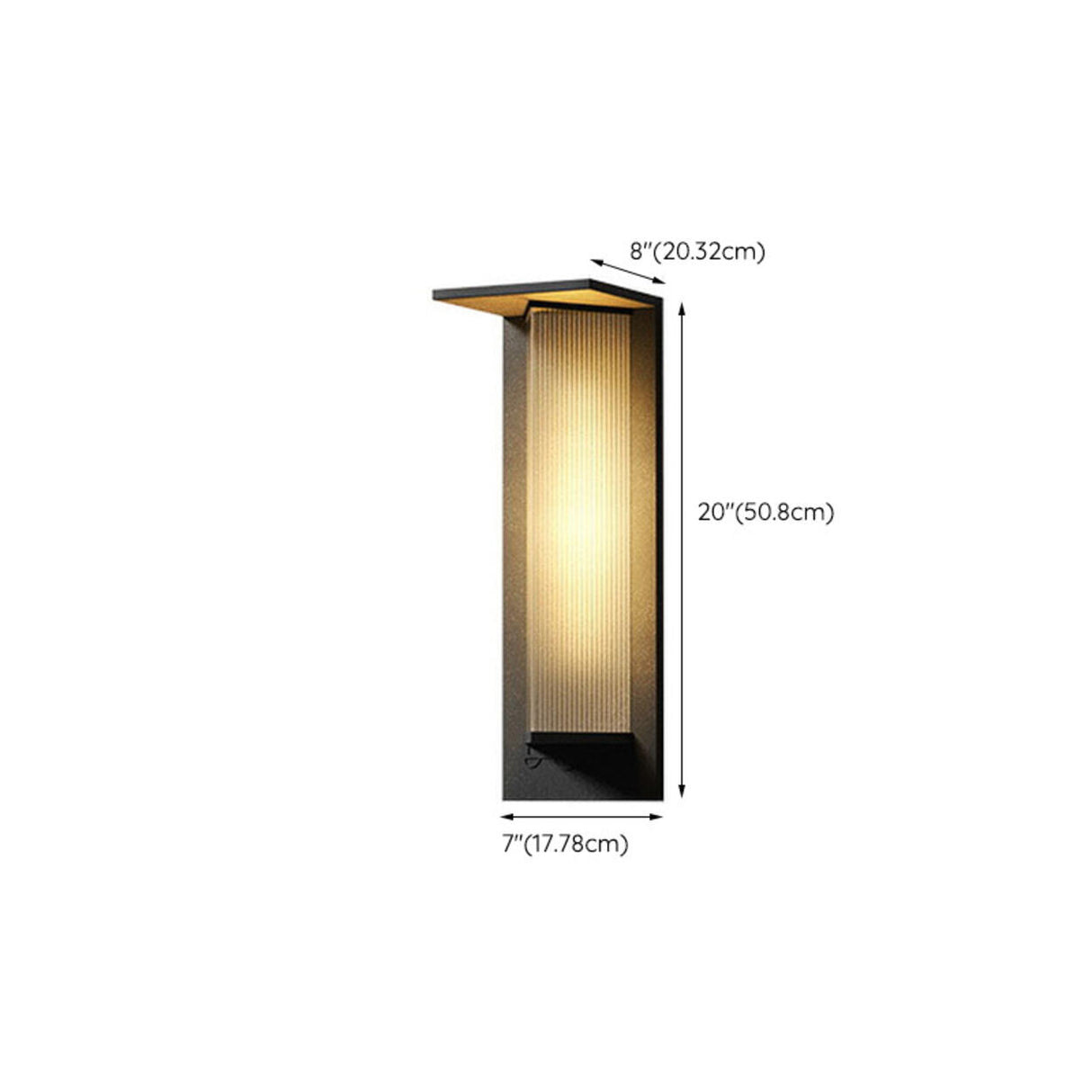 Geometric Black Ribbed Glass Outdoor Wall Sconce Image - 17