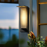 Geometric Black Ribbed Glass Outdoor Wall Sconce Image - 4