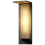 Geometric Black Ribbed Glass Outdoor Wall Sconce Image - 5