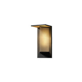 Geometric Black Ribbed Glass Outdoor Wall Sconce Image - 6