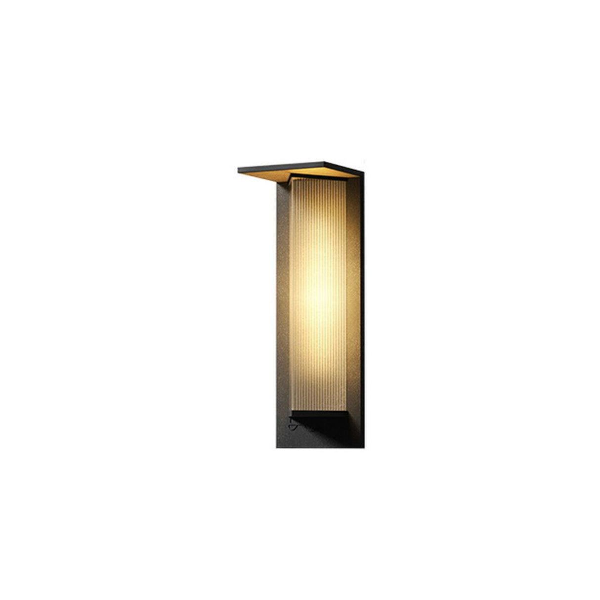 Geometric Black Ribbed Glass Outdoor Wall Sconce Image - 7