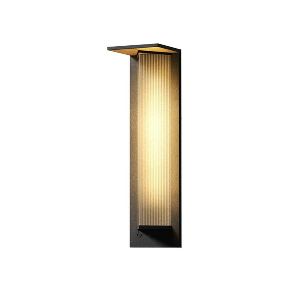 Geometric Black Ribbed Glass Outdoor Wall Sconce Image - 8