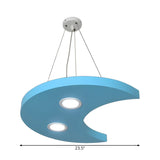 Geometric Crescent Metal Kids Room Blue LED Chandelier #size